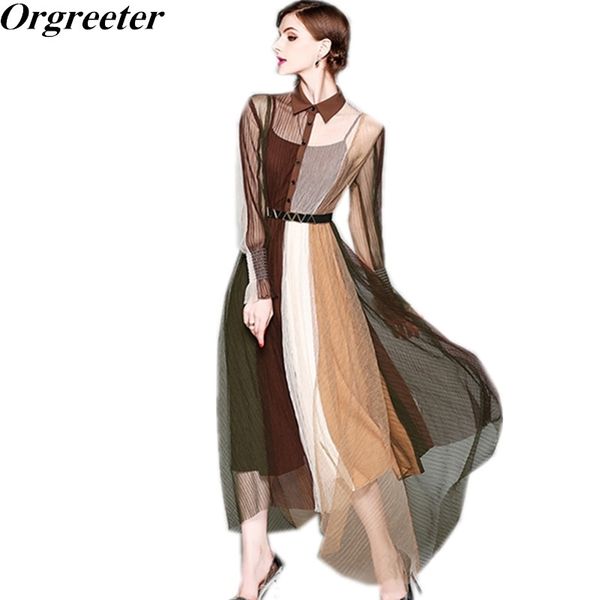 office ladies splice mid dress women fashion elegant turn down collar mesh contrast color work 210525, Black;gray
office ladies splice mid dress women fashion elegant turn down collar mesh contrast color work 210525, Black;gray