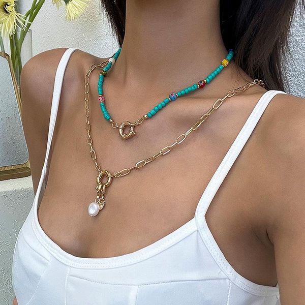 pendant necklaces lovoacc summer beach double layers green colour beaded chokers necklace for women ladies gold color alloy chunky chain, Silver
pendant necklaces lovoacc summer beach double layers green colour beaded chokers necklace for women ladies gold color alloy chunky chain, Silver