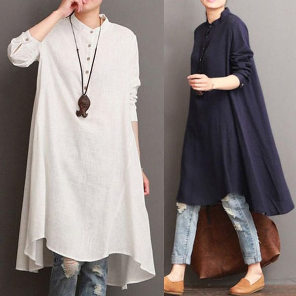 casual dresses women's sundress 2021 zanzea oversized shirt dress vintage linen kaftan female long sleeve button vestido robe, Black;gray
casual dresses women's sundress 2021 zanzea oversized shirt dress vintage linen kaftan female long sleeve button vestido robe, Black;gray