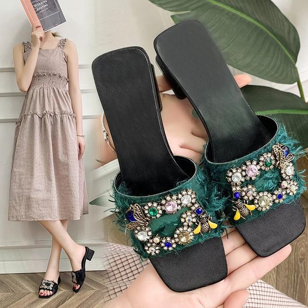 dress shoes colorful crystal flowers insect square buckle women sandals charming open toe sandalias tassel thick med high heels slippers2021, Black
dress shoes colorful crystal flowers insect square buckle women sandals charming open toe sandalias tassel thick med high heels slippers2021, Black