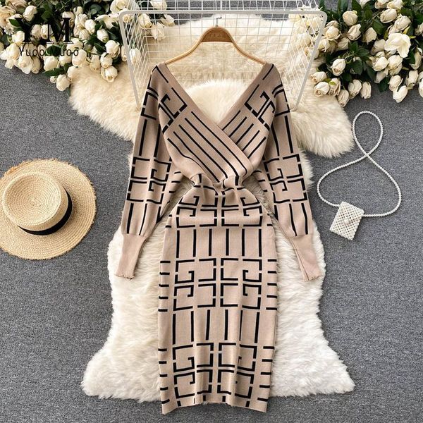 casual dresses yuoomuoo autumn winter women knitted dress brand design v-neck geometric bodycon sweater elegant office ladies, Black;gray
casual dresses yuoomuoo autumn winter women knitted dress brand design v-neck geometric bodycon sweater elegant office ladies, Black;gray