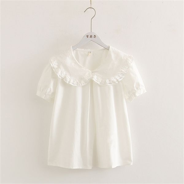 sweet lolita shirt mori girls summer japanese style fresh peter pan collar short sleeve white solid cotton blouse 210323
sweet lolita shirt mori girls summer japanese style fresh peter pan collar short sleeve white solid cotton blouse 210323