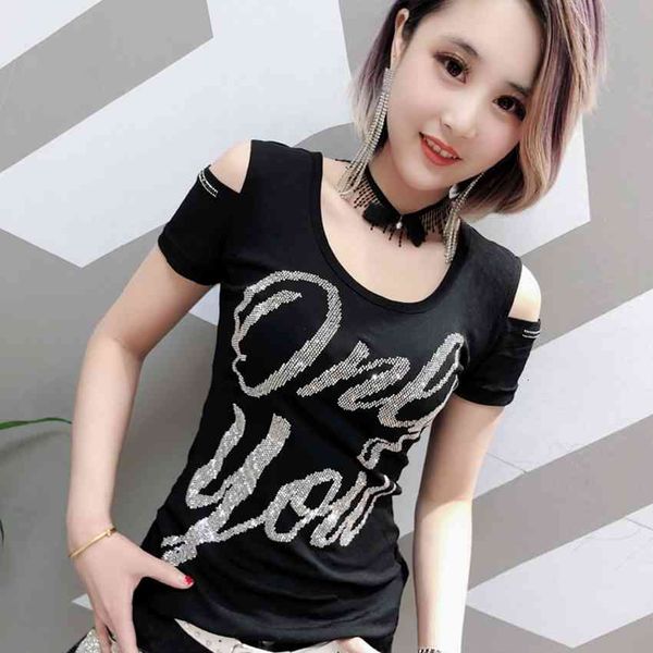 women's t-shirt sold out european off shoulder diamonds letter tshirt women short sleeve back bottoming shirt tees t9741, White
women's t-shirt sold out european off shoulder diamonds letter tshirt women short sleeve back bottoming shirt tees t9741, White