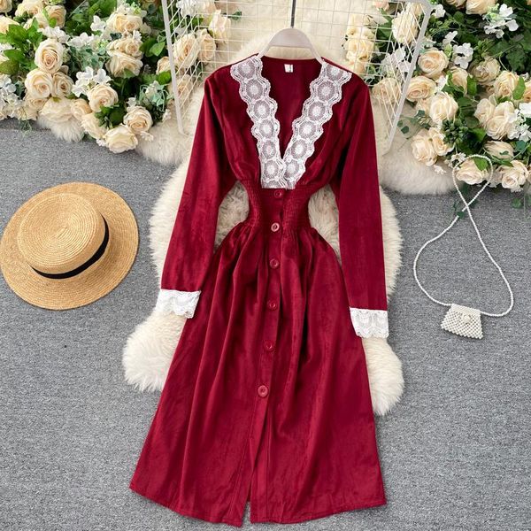 casual dresses lady fashion court a-line dress women retro lace edge v-neck long sleeve slim celebrity velvet elegant vestidos q166, Black;gray
casual dresses lady fashion court a-line dress women retro lace edge v-neck long sleeve slim celebrity velvet elegant vestidos q166, Black;gray