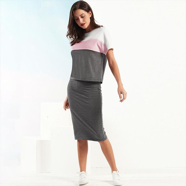 two pieces sweatshirt patchwork stretch womens tracksuits knit sweater high elastic skirt casual short sleeve sports suits, Gray
two pieces sweatshirt patchwork stretch womens tracksuits knit sweater high elastic skirt casual short sleeve sports suits, Gray
