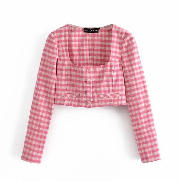 bbwm woman summer female square collar sweet pink plaid short shirt close-fitting long-sleeved 210520, White
bbwm woman summer female square collar sweet pink plaid short shirt close-fitting long-sleeved 210520, White