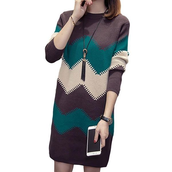 women's sweaters woman bottoming shirt dress autumn winter plus size pullover sweater striped color match mid-llength knitted, White;black
women's sweaters woman bottoming shirt dress autumn winter plus size pullover sweater striped color match mid-llength knitted, White;black