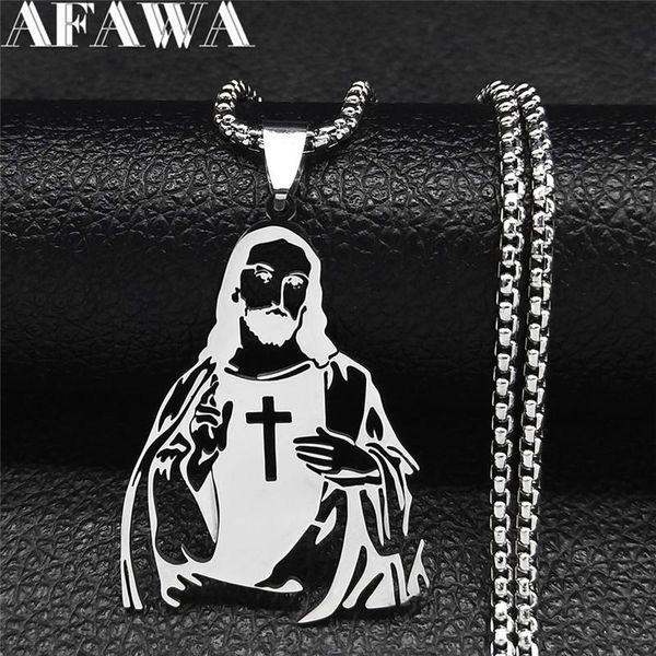 pendant necklaces 2021 stainless steel christian jesus chain women/men statement necklace jewelry colgantes acero inoxiable n7022s02, Silver 
pendant necklaces 2021 stainless steel christian jesus chain women/men statement necklace jewelry colgantes acero inoxiable n7022s02, Silver