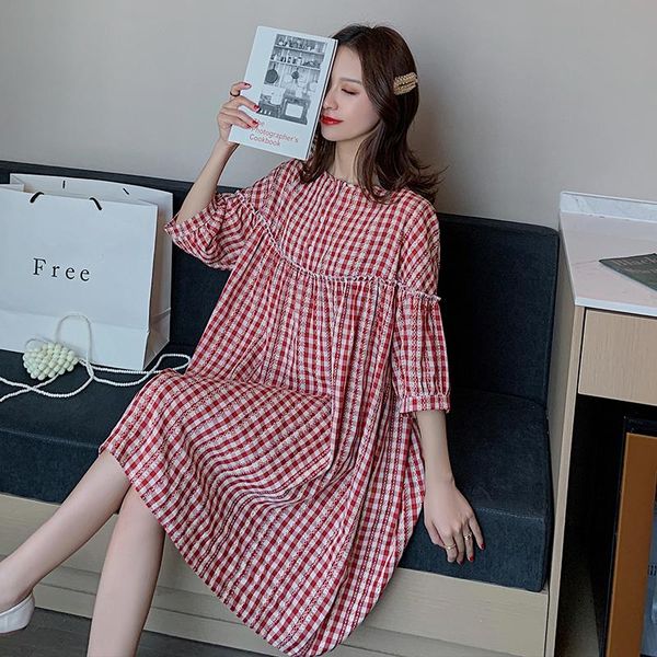 maternity dresses 600# dress summer short sleeves plaid color block easy matching loose stylish pregnant women mom, White
maternity dresses 600# dress summer short sleeves plaid color block easy matching loose stylish pregnant women mom, White