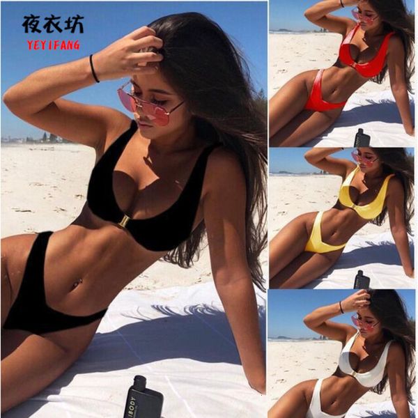 women's 2021 large beach solid bikini underwear split three-point swimsuit set, White;black
women's 2021 large beach solid bikini underwear split three-point swimsuit set, White;black