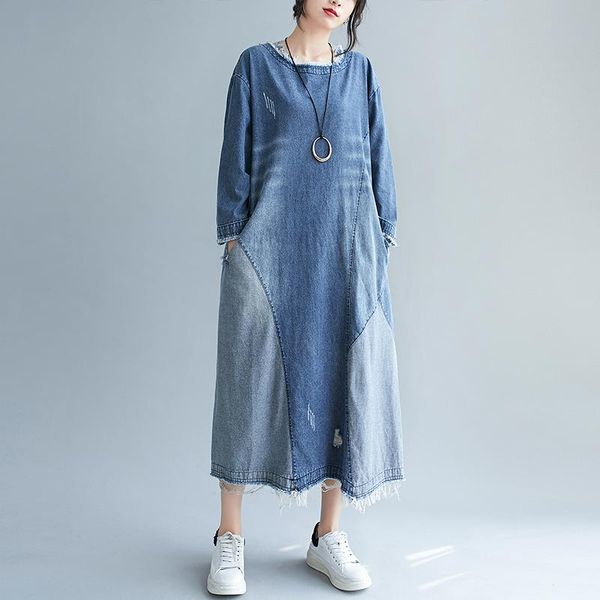 casual dresses autumn denim women dress 2021 loose big size o neck patchwork long sleeve korean fashion robe female, Black;gray
casual dresses autumn denim women dress 2021 loose big size o neck patchwork long sleeve korean fashion robe female, Black;gray