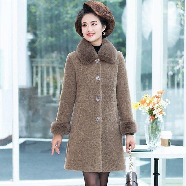 women's wool & blends women woolen coat winter imitate fleece middle-aged casual jacket outerwear female loose fashion coats r1641, Black
women's wool & blends women woolen coat winter imitate fleece middle-aged casual jacket outerwear female loose fashion coats r1641, Black