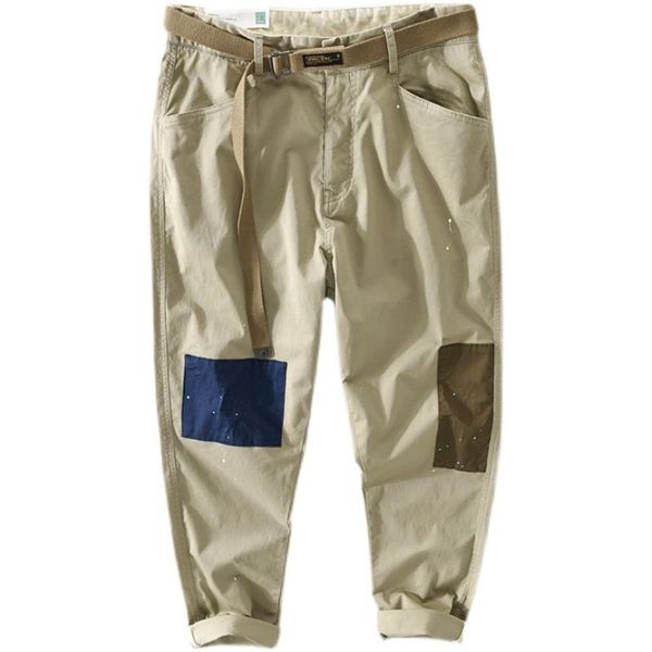 men's pants 2021 men patchwork trouser military style cargo mid waist with belt cotton male trousers straight loose sweatpants t34, Black
men's pants 2021 men patchwork trouser military style cargo mid waist with belt cotton male trousers straight loose sweatpants t34, Black