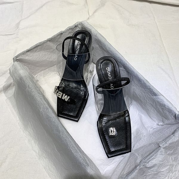 new summer english rhinestone letter buckle toe clip shoes one-sided transparent high heels black square head stilettos
new summer english rhinestone letter buckle toe clip shoes one-sided transparent high heels black square head stilettos