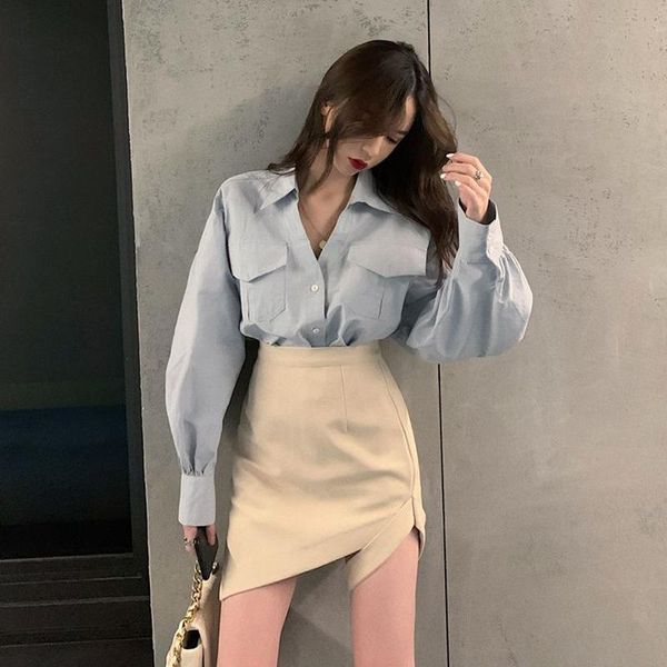 women's blouses & shirts blue shirt female design sense outer wear autumn and winter all-match retro hong kong style v-neck lantern sle, White
women's blouses & shirts blue shirt female design sense outer wear autumn and winter all-match retro hong kong style v-neck lantern sle, White