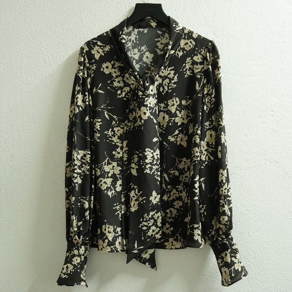 women's blouses & shirts spring ol elegant of 100% floral silk printing long sleeves c771, White
women's blouses & shirts spring ol elegant of 100% floral silk printing long sleeves c771, White