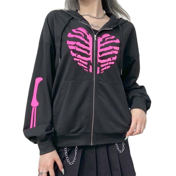 women's hoodies & sweatshirts women zip up long sleeve heart shaped skeleton print loose, Black
women's hoodies & sweatshirts women zip up long sleeve heart shaped skeleton print loose, Black