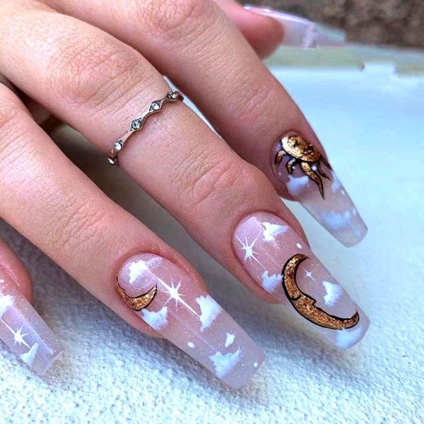 false nails long ballet clouds sun moon wear nail art finished fake patch press on with glue sticker, Red;gold
false nails long ballet clouds sun moon wear nail art finished fake patch press on with glue sticker, Red;gold
