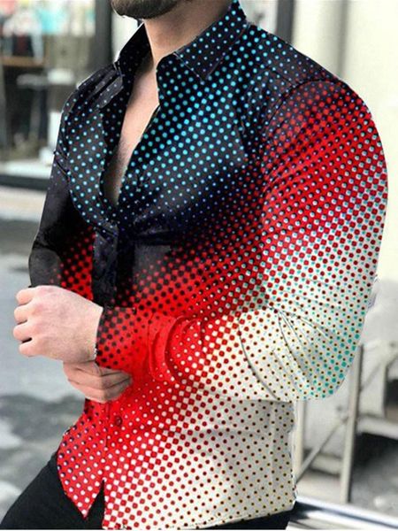 men's casual shirts 2021 autumn/winter fashion shirt lapel button digital print gradient long sleeve street wear, White;black
men's casual shirts 2021 autumn/winter fashion shirt lapel button digital print gradient long sleeve street wear, White;black