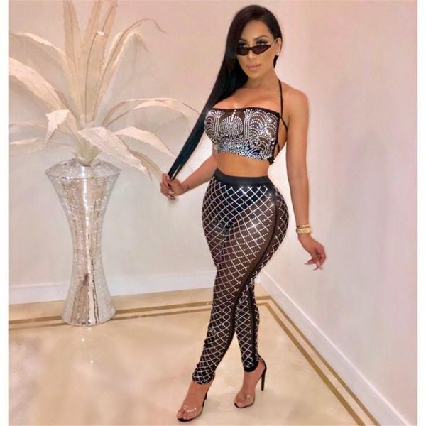 women's two piece pants rhinestone diamond set women backless halter crop and see through pant sparkly party clubwear 2 outfits, White
women's two piece pants rhinestone diamond set women backless halter crop and see through pant sparkly party clubwear 2 outfits, White