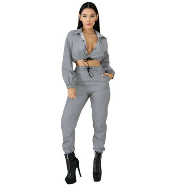 fashion women reflective zipper playsuit long sleeve casual outfits jumpsuit women's tracksuits, Gray
fashion women reflective zipper playsuit long sleeve casual outfits jumpsuit women's tracksuits, Gray