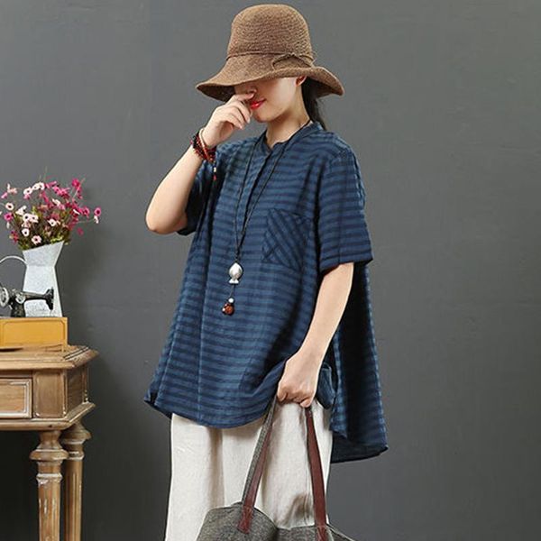 women's blouses & shirts oversized cotton linen shirt women loose casual 2021 arts style vintage striped woman p1257, White
women's blouses & shirts oversized cotton linen shirt women loose casual 2021 arts style vintage striped woman p1257, White