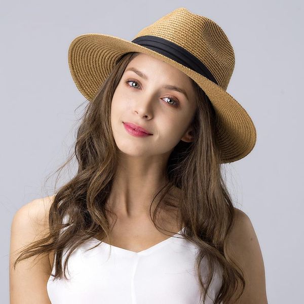 wide brim hats swak summer hat for women men panama straw travel beach sun fedora jazz, Blue;gray
wide brim hats swak summer hat for women men panama straw travel beach sun fedora jazz, Blue;gray