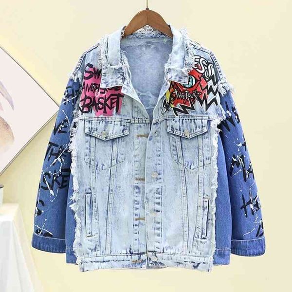 women's jackets women autumn print denim jacket korean spring ladies long female hole outwear graffiti coat 4kvd, Black;brown
women's jackets women autumn print denim jacket korean spring ladies long female hole outwear graffiti coat 4kvd, Black;brown