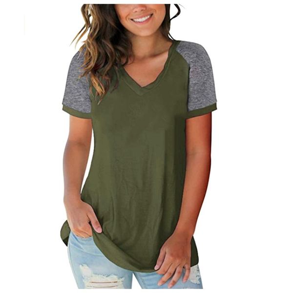 women's t-shirt plus size 2021 summer fashion v-neck spliced short sleeve oversize korean loose feminine #t1g, White
women's t-shirt plus size 2021 summer fashion v-neck spliced short sleeve oversize korean loose feminine #t1g, White