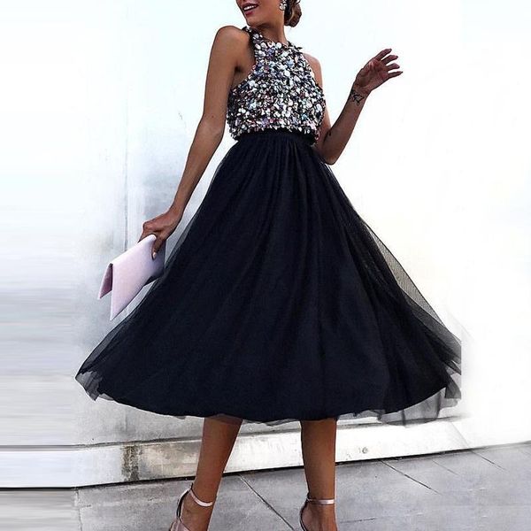 casual dresses 2021 women's dress sleeveless neck bead, Black;gray 
casual dresses 2021 women's dress sleeveless neck bead, Black;gray