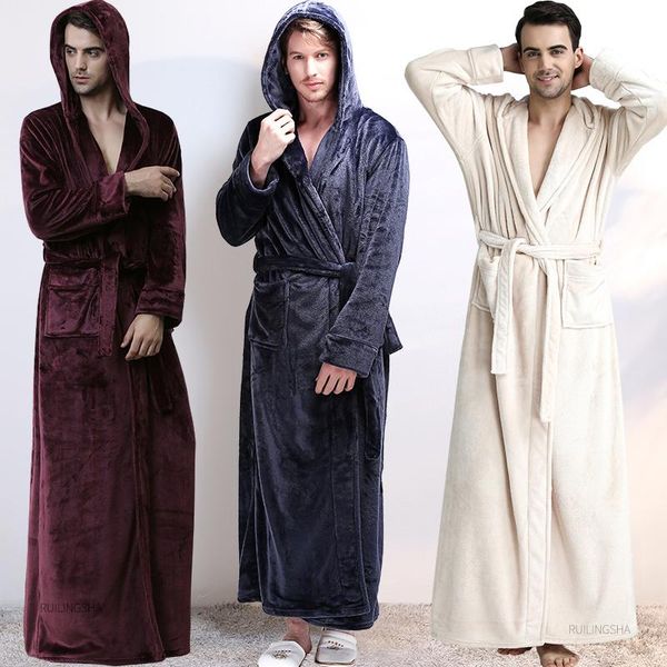 men's sleepwear men winter extra long warm flannel bathrobe plus size coral fleece kimono robes for women hooded sleeve bath robe, Black;brown
men's sleepwear men winter extra long warm flannel bathrobe plus size coral fleece kimono robes for women hooded sleeve bath robe, Black;brown