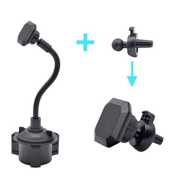 cell phone mounts & holders universal 2 pcs set magnetic car cup holder long arm air vent mobile phone/ navigation mount bracket