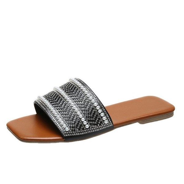slippers 2021 casual women's trend simple vamp rhinestone decoration fashion all-match open-toed, Black
slippers 2021 casual women's trend simple vamp rhinestone decoration fashion all-match open-toed, Black