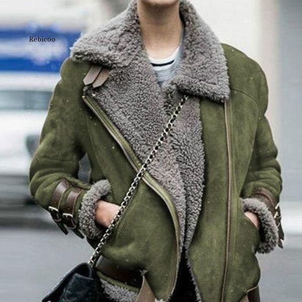 winter women's motorcycle deerskin velvet jacket lapel collar zipper lamb wool coat warmth thick oversized streetwear down & parkas, Black
winter women's motorcycle deerskin velvet jacket lapel collar zipper lamb wool coat warmth thick oversized streetwear down & parkas, Black