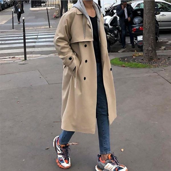 men's trench coats autumn korean style mid-length coat loose casual double-breasted overcoat for men, Tan;black
men's trench coats autumn korean style mid-length coat loose casual double-breasted overcoat for men, Tan;black