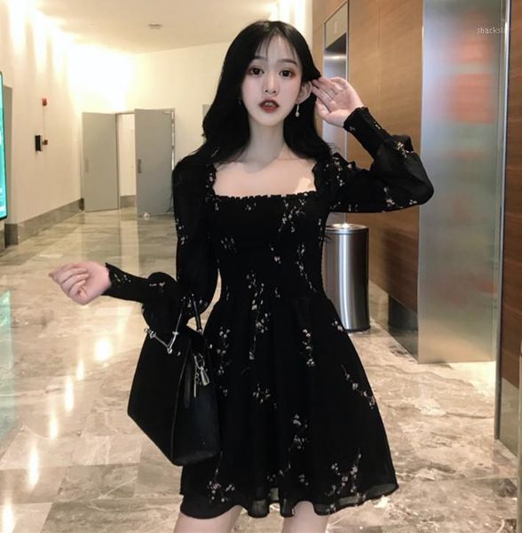 summer womens black dress vintage flower long puff sleeve chiffon dresses korean casual mini vestidos mujer, Black;gray
summer womens black dress vintage flower long puff sleeve chiffon dresses korean casual mini vestidos mujer, Black;gray
