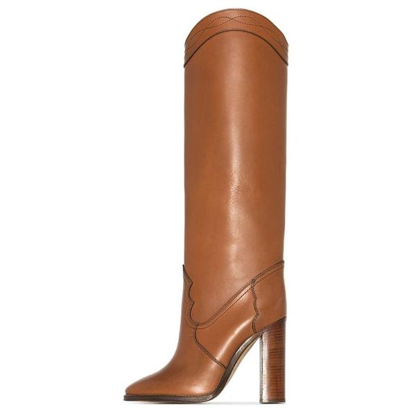 boots knee pointed toe chunky heels woman botas mujer 2021 autumn and winter genuine leather black brown
boots knee pointed toe chunky heels woman botas mujer 2021 autumn and winter genuine leather black brown
