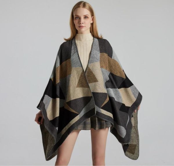 scarves winter warm geometric ponchos capes for women oversized shawls wraps thick cashmere pashmina female bufanda mujer, Blue;gray
scarves winter warm geometric ponchos capes for women oversized shawls wraps thick cashmere pashmina female bufanda mujer, Blue;gray