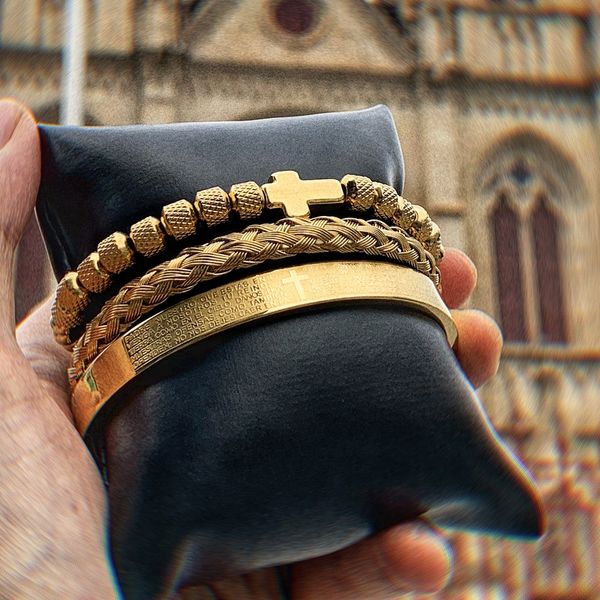 luxury set stainless steel beads bracelet cross hip hop men jewelry charm open brangle carving spanish scripture dropshipingbracelets, Golden;silver
luxury set stainless steel beads bracelet cross hip hop men jewelry charm open brangle carving spanish scripture dropshipingbracelets, Golden;silver