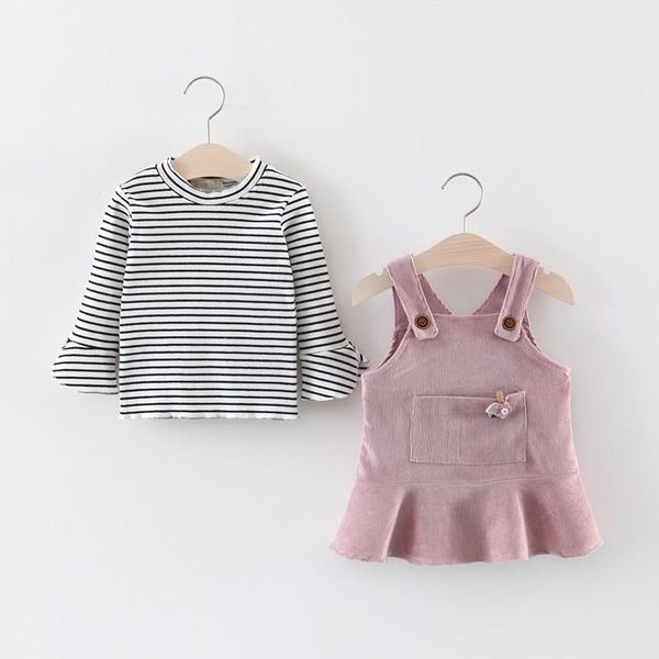 clothing sets spring and autumn sweet baby girls' suit little girl cotton soft striped strap child long sleeve princess dress two-piece, White
clothing sets spring and autumn sweet baby girls' suit little girl cotton soft striped strap child long sleeve princess dress two-piece, White