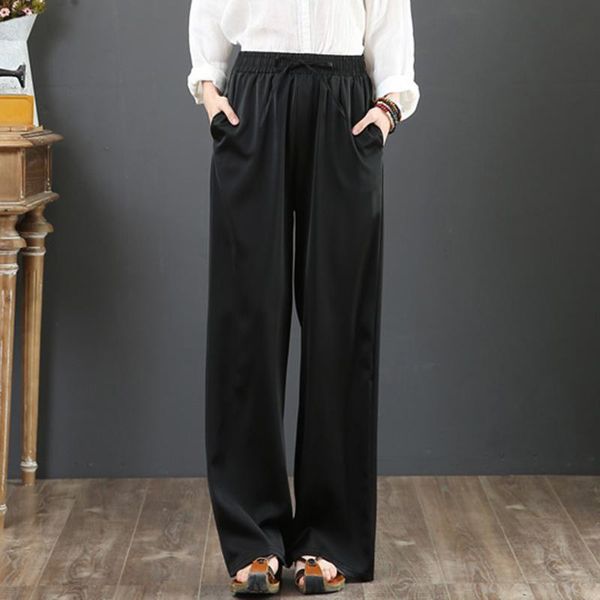 fashion women satin pants elegant solid long wide leg summer high waist trousers female work pantalon plus size women's & capris, Black;white
fashion women satin pants elegant solid long wide leg summer high waist trousers female work pantalon plus size women's & capris, Black;white