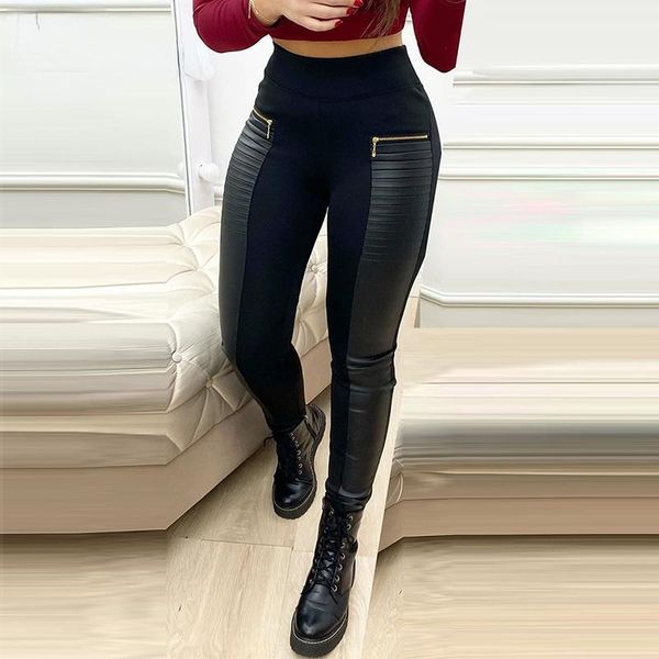 women's pants & capris 2021 pu leather contrast zipper high waist skinny, Black;white
women's pants & capris 2021 pu leather contrast zipper high waist skinny, Black;white