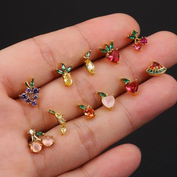 kimter small cute zircon dangle ear stud personality apple grape strawberry cherry mini fruit earrings for women teen jewelry gift a15z, Silver
kimter small cute zircon dangle ear stud personality apple grape strawberry cherry mini fruit earrings for women teen jewelry gift a15z, Silver