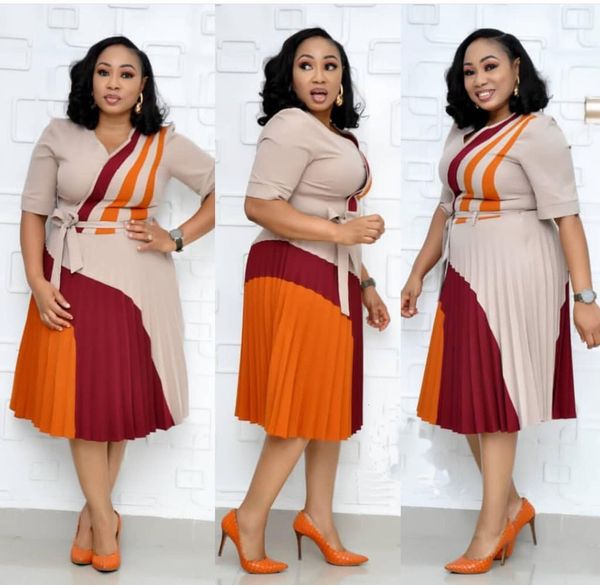 two piece dress women a line patchwork pleat half sleeves with waist belt v neck block color autumn fashion robe plus size african, White
two piece dress women a line patchwork pleat half sleeves with waist belt v neck block color autumn fashion robe plus size african, White
