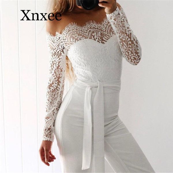 women's jumpsuits & rompers lace patchwork jumpsuit hollow out high waist lace-up wide leg pant elegant slash neck off shoulder long sl, Black;white
women's jumpsuits & rompers lace patchwork jumpsuit hollow out high waist lace-up wide leg pant elegant slash neck off shoulder long sl, Black;white