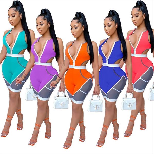 color block spliced moto biker womens rompers slim playsuit deep v neck sleeveless fitness bodysuit streetwear hollow out party overalls, Black;white
color block spliced moto biker womens rompers slim playsuit deep v neck sleeveless fitness bodysuit streetwear hollow out party overalls, Black;white