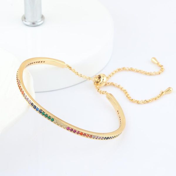 adjustable chain gold charm rainbow bangles copper zirconia rhinestone jewelry gift for women girls bracelets, Golden;silver
adjustable chain gold charm rainbow bangles copper zirconia rhinestone jewelry gift for women girls bracelets, Golden;silver