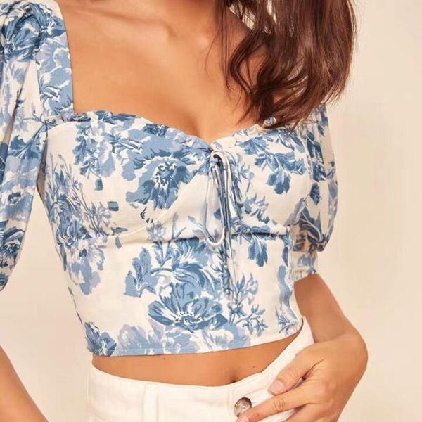 summer women elegant streetwear crop blouse female stylish fashion square collar print ruffles casual shirt women's blouses & shirts, White
summer women elegant streetwear crop blouse female stylish fashion square collar print ruffles casual shirt women's blouses & shirts, White