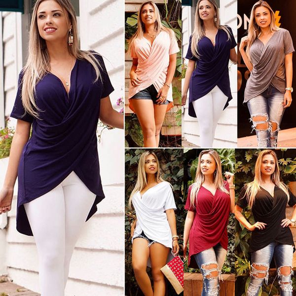 women's 2019 new v-neck slim irregular s-3xl, White
women's 2019 new v-neck slim irregular s-3xl, White