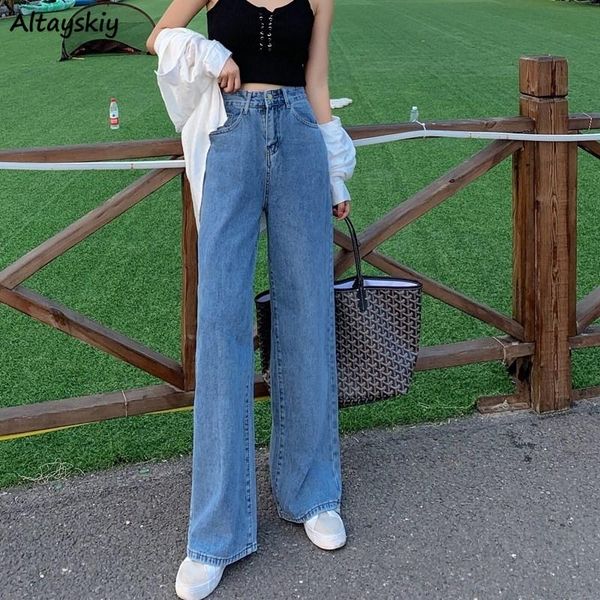 women's jeans vintage women solid denim wide leg trousers high waist draped zipper all-match mopping loose korean fashion pockets ol, Blue
women's jeans vintage women solid denim wide leg trousers high waist draped zipper all-match mopping loose korean fashion pockets ol, Blue